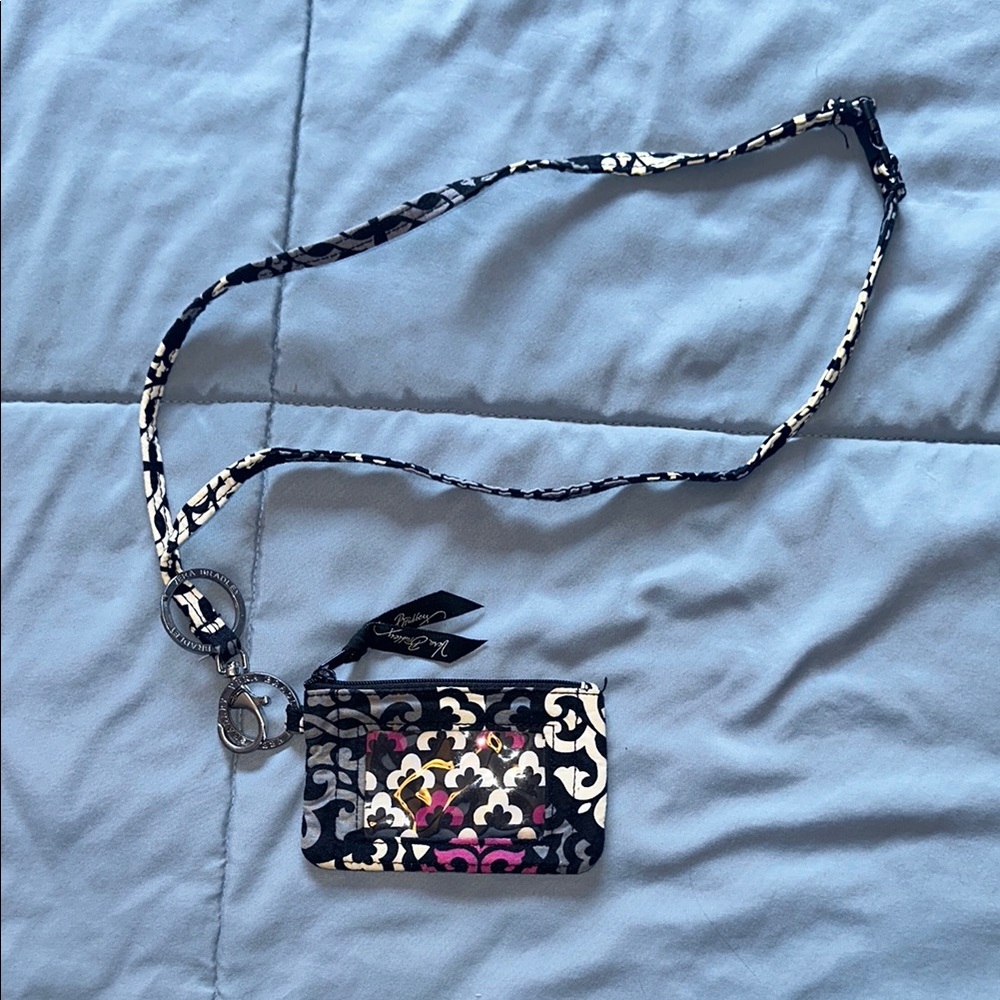 Vera Bradley Black and Pink Patterned Women's wristlet